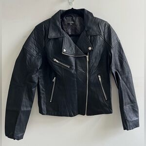 Shinestar Women's Faux Leather jacket with silver zippers 📦%